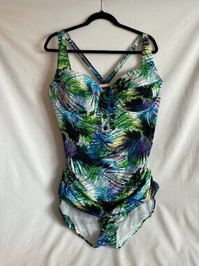Torrid Cool Tropical One-Piece Tie-front swimsuit Size 3x - NEW!